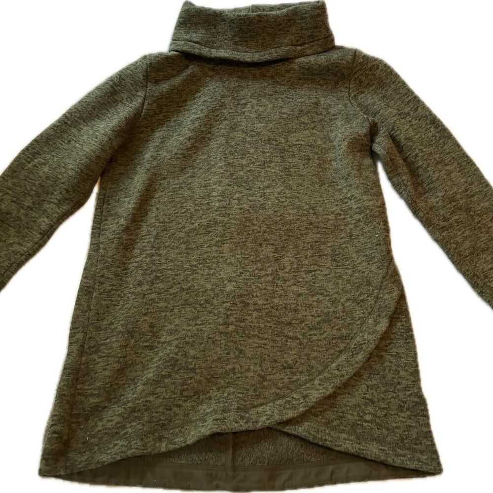Lands’ End Green Cowl Neck Tunic Sweater Dress Size M 10-12